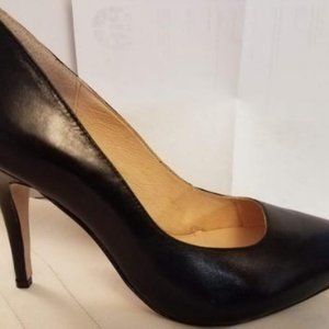 Handmade black kid all leather stiletto pumps
